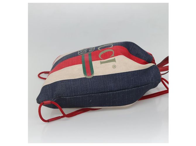 GUCCI Web Sherry Line Rucksack Canvas Rot Blau 473872 Auth 125637 - Ansicht 5