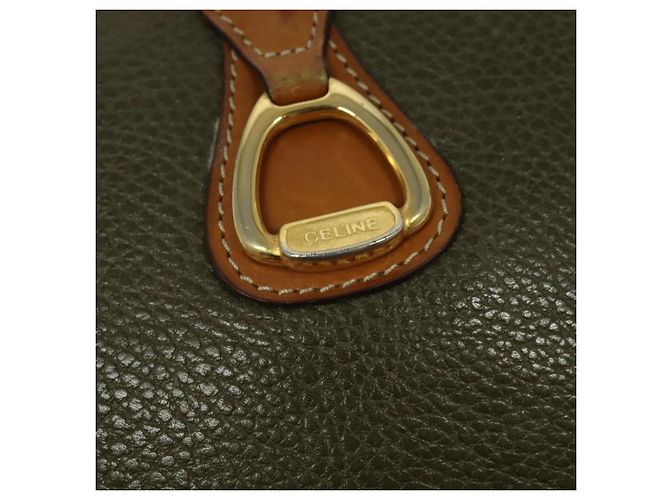 Céline Borsa a Spalla CELINE in Pelle Khaki Oro Auth BA2573 D'oro Cachi - vista 14