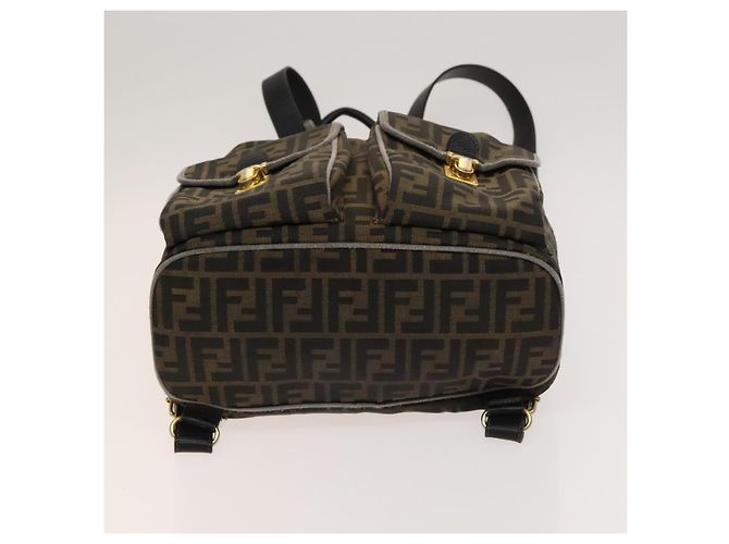 FENDI Zucca Canvas Rucksack Schwarz Braun Gold Auth 123804 Golden - Ansicht 11
