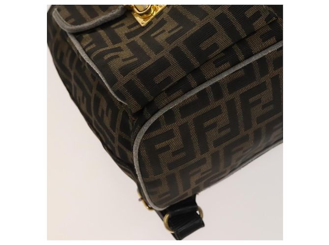 FENDI Zucca Canvas Rucksack Schwarz Braun Gold Auth 123804 Golden - Ansicht 13