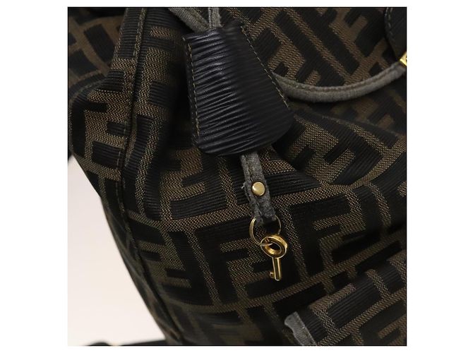FENDI Zucca Canvas Rucksack Schwarz Braun Gold Auth 123804 Golden - Ansicht 16