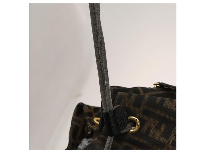 FENDI Zucca Canvas Rucksack Schwarz Braun Gold Auth 123804 Golden - Ansicht 18