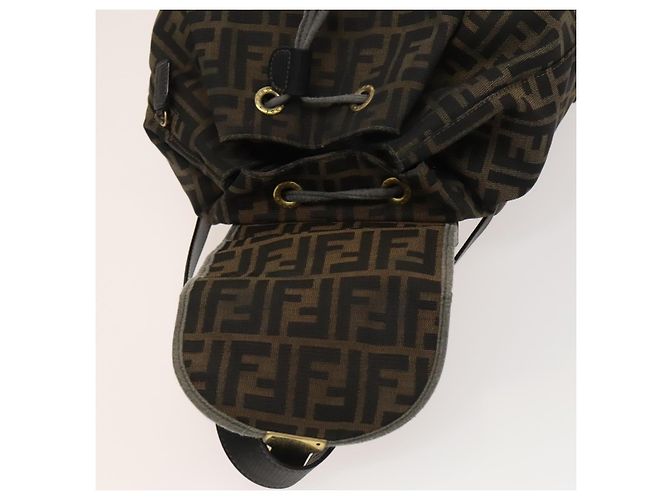 FENDI Zucca Canvas Rucksack Schwarz Braun Gold Auth 123804 Golden - Ansicht 19
