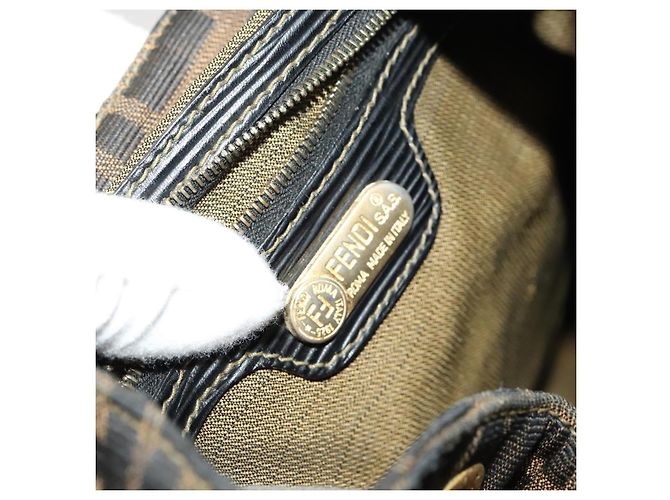 FENDI Zucca Canvas Rucksack Schwarz Braun Gold Auth 123804 Golden - Ansicht 20