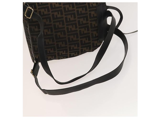 FENDI Zucca Canvas Rucksack Schwarz Braun Gold Auth 123804 Golden - Ansicht 9
