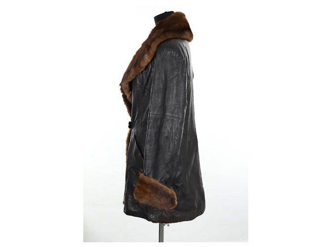 Sprung Frères Black leather coat - view 3