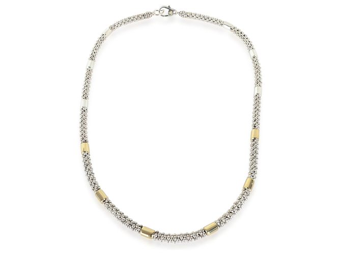 Collana Caviar High Bar in Oro Giallo Lagos e Argento Sterling - vista 3