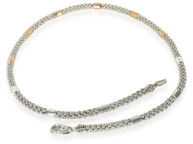 Collier Caviar à haute barre Lagos en or rose et argent sterling - vue 2