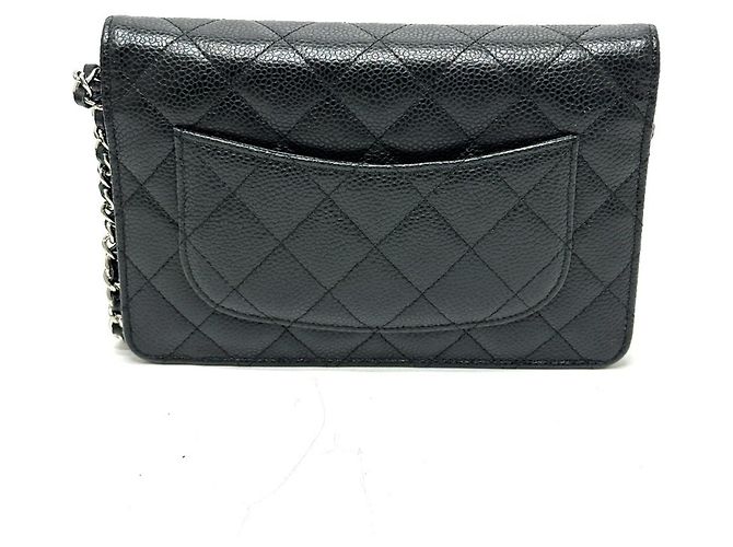 Wallet On Chain Cartera Chanel Con Cadena Negro - vista 2