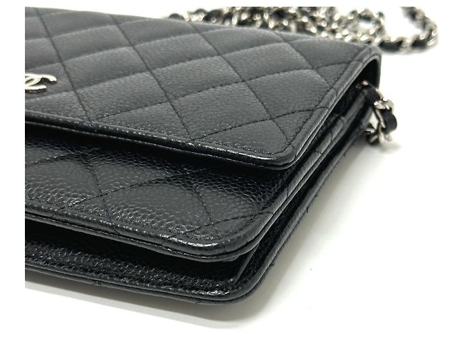 Wallet On Chain Cartera Chanel Con Cadena Negro - vista 4