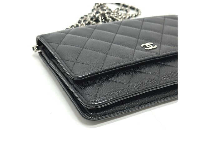 Wallet On Chain Cartera Chanel Con Cadena Negro - vista 5