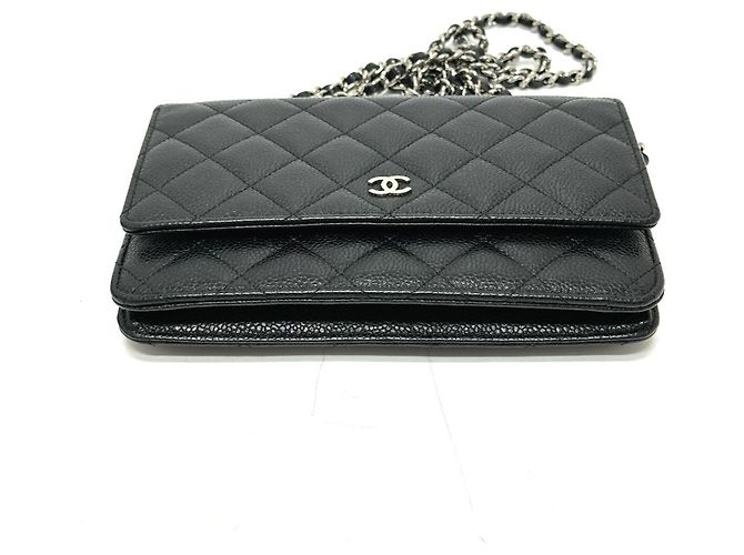 Wallet On Chain Cartera Chanel Con Cadena Negro - vista 7