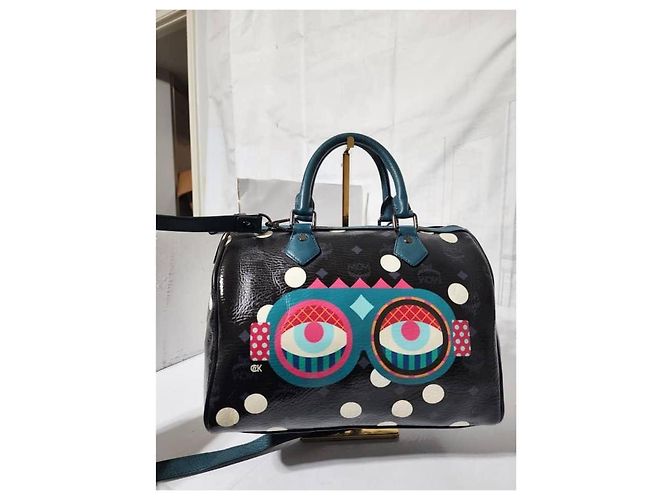 MCM Craig & Karl Snowdome Borsa Boston Nera/Verde Nero - vista 15