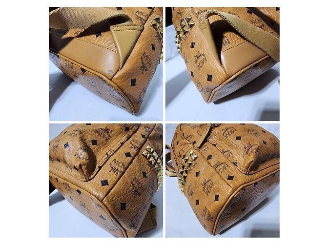 MCM Visetos Stark Medium Leather Backpack Brown - view 12