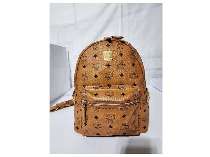 MCM Visetos Stark Medium Leather Backpack Brown - view 15