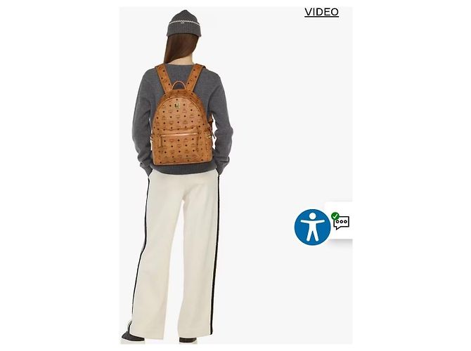MCM Visetos Stark Medium Leather Backpack Brown - view 3