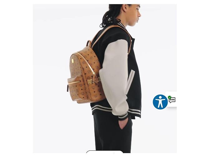 MCM Visetos Stark Medium Leather Backpack Brown - view 4