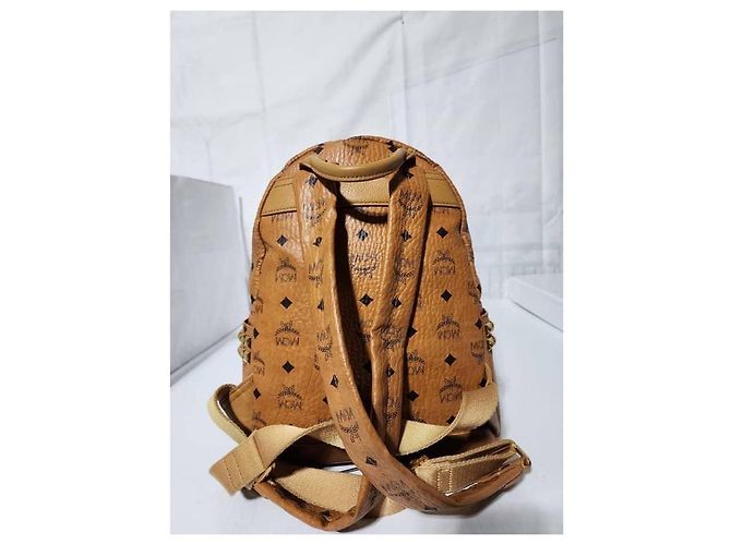 MCM Visetos Stark Medium Leather Backpack Brown - view 5