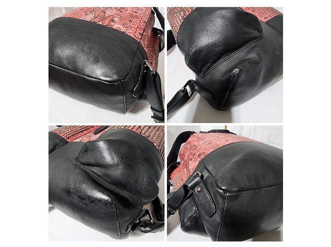 MCM Brandenburg Limited Edition Exotic Studded Leather Backpack Peach/Black - view 12