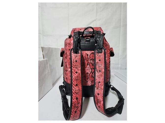 MCM Brandenburg Limited Edition Exotic Studded Leather Backpack Peach/Black - view 3