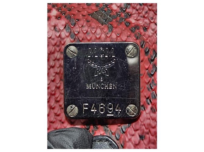 MCM Brandenburg Limited Edition Exotic Studded Leather Backpack Peach/Black - view 4