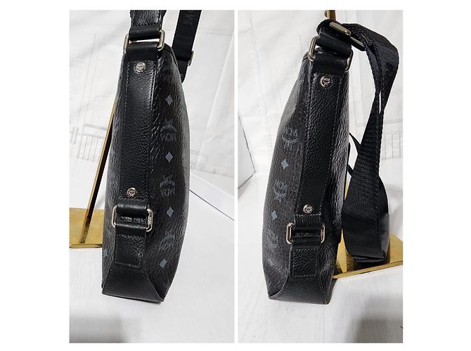 MCM Borsa Messenger in Pelle Stark Nero Grigio - vista 10