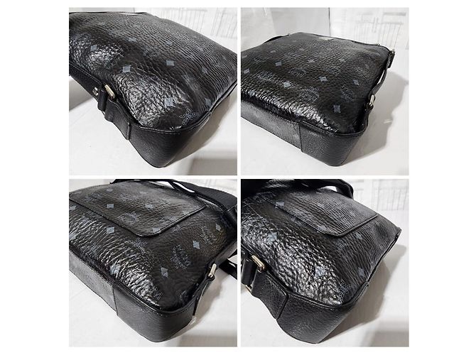 MCM Borsa Messenger in Pelle Stark Nero Grigio - vista 11