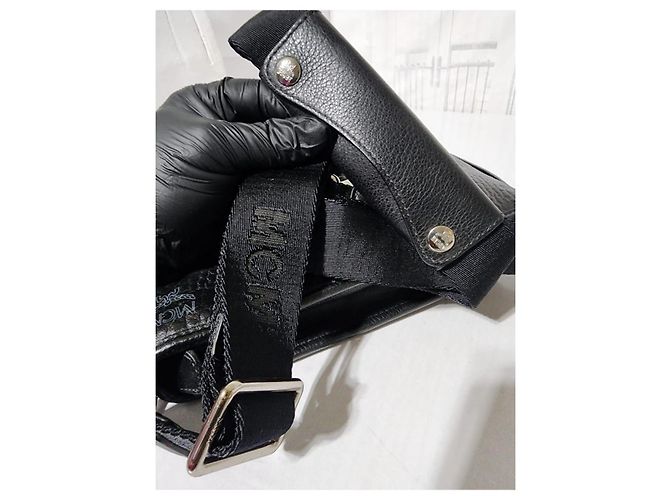 MCM Borsa Messenger in Pelle Stark Nero Grigio - vista 12