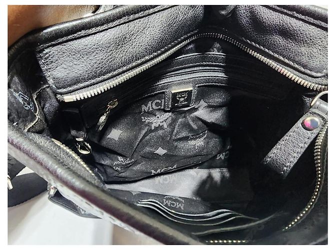 MCM Borsa Messenger in Pelle Stark Nero Grigio - vista 13