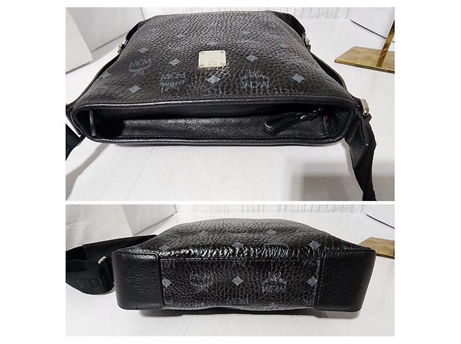 MCM Borsa Messenger in Pelle Stark Nero Grigio - vista 9