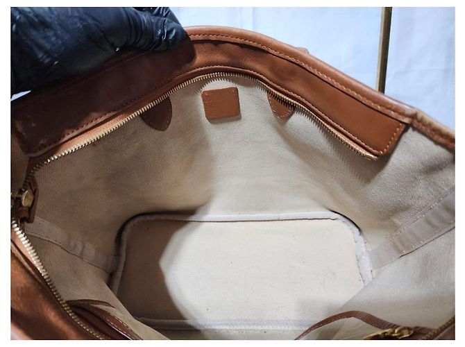 Borsa tote a righe MCM Visetos in marrone cognac - vista 11