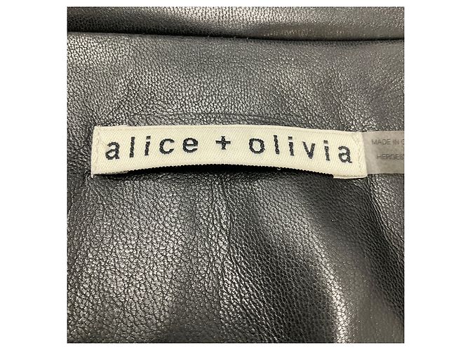 Alice + Olivia X The Beatles Schwarze Multi Cody Vegane Lederjacke - Ansicht 4