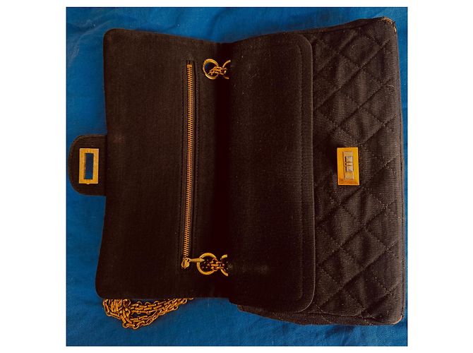 2.55 Borsa a mano Chanel in tessuto nero - vista 15