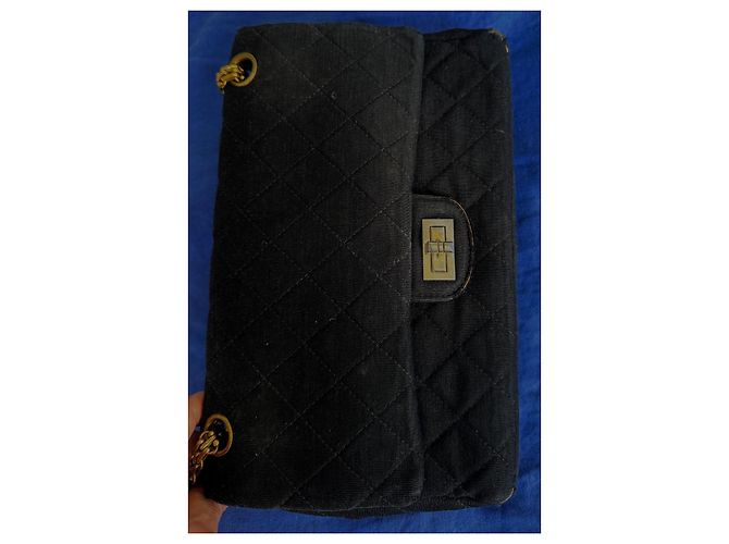 2.55 Borsa a mano Chanel in tessuto nero - vista 17