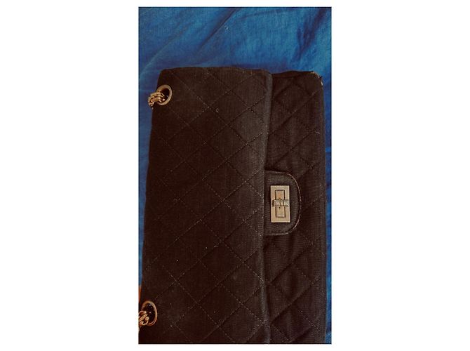2.55 Borsa a mano Chanel in tessuto nero - vista 18