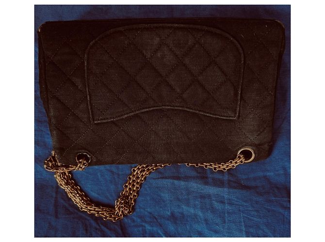2.55 Borsa a mano Chanel in tessuto nero - vista 21