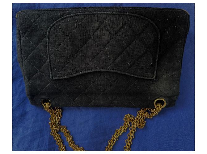 2.55 Borsa a mano Chanel in tessuto nero - vista 4