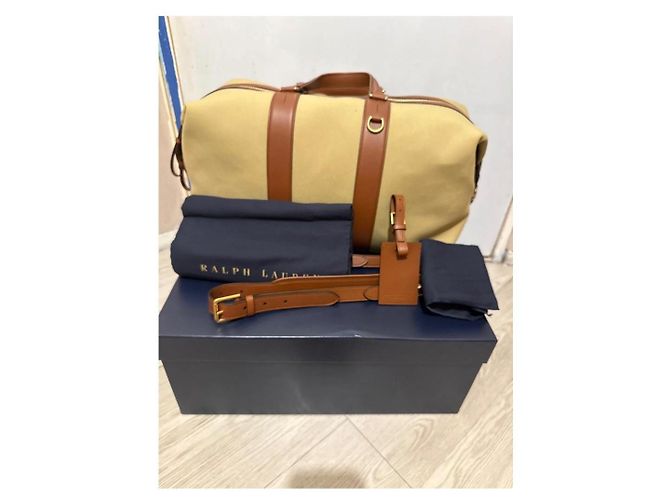 Borsa da viaggio Ralph Lauren in cotone beige - vista 4