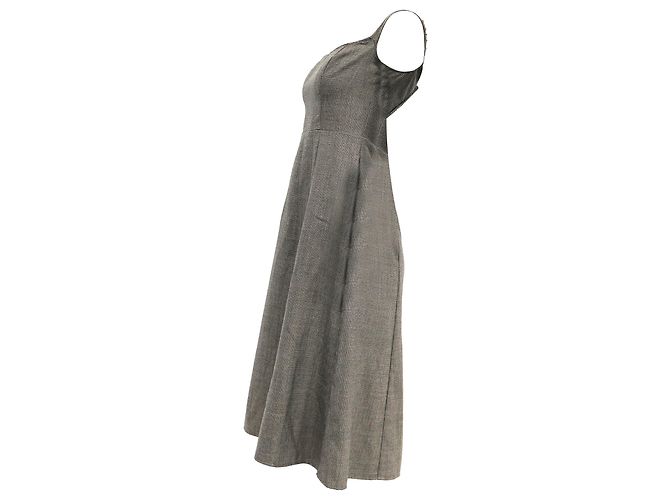 Vestido midi de poliéster marrón con estampado de pata de gallo Reformation Castaño Roja - vista 4