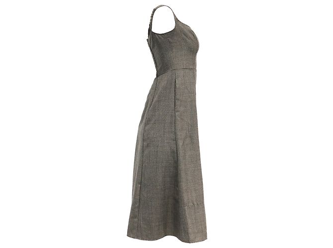 Vestido midi de poliéster marrón con estampado de pata de gallo Reformation Castaño Roja - vista 5