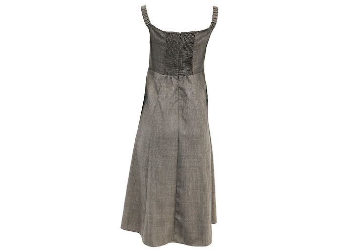 Vestido midi de poliéster marrón con estampado de pata de gallo Reformation Castaño Roja - vista 6
