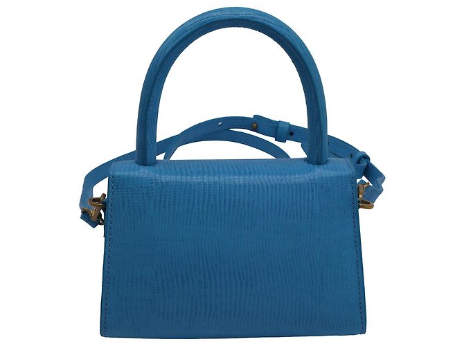 Borsa Mini Lizard Embossed By Far in Pelle Blu Chiaro - vista 3