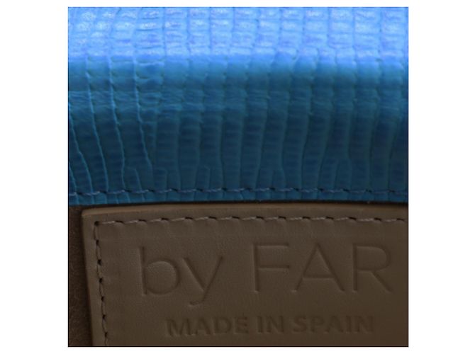 Borsa Mini Lizard Embossed By Far in Pelle Blu Chiaro - vista 5