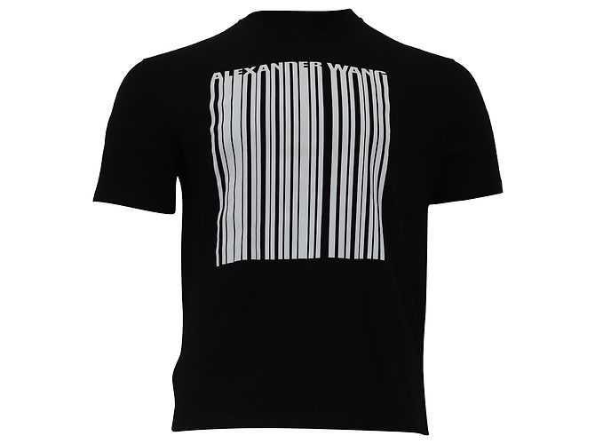 T-shirt classico con codice a barre a maniche corte Alexander Wang in cotone nero - vista 2