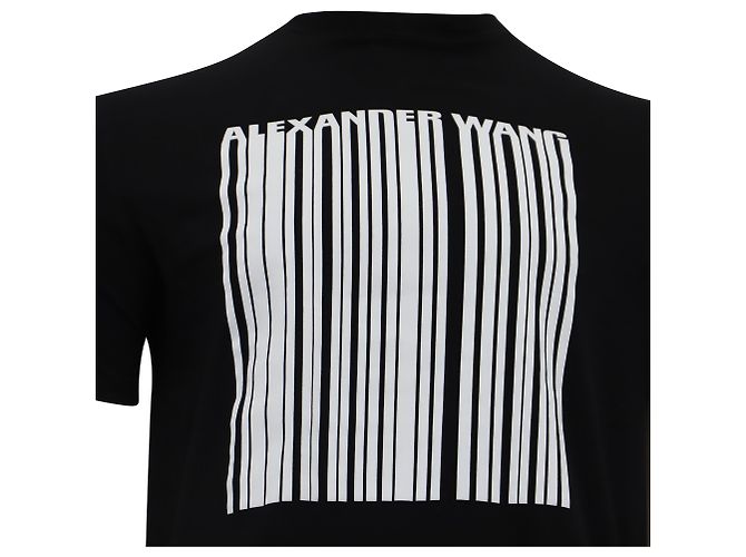 T-shirt classico con codice a barre a maniche corte Alexander Wang in cotone nero - vista 3