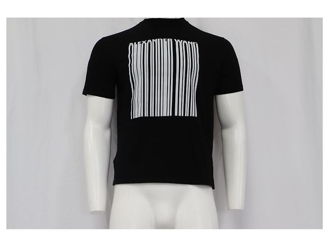 T-shirt classico con codice a barre a maniche corte Alexander Wang in cotone nero - vista 6