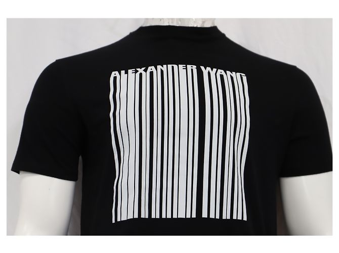 T-shirt classico con codice a barre a maniche corte Alexander Wang in cotone nero - vista 7