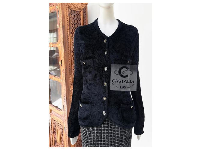 Chanel Giacca Fluffy Relitto Connoisseurs 40 Nero - vista 2
