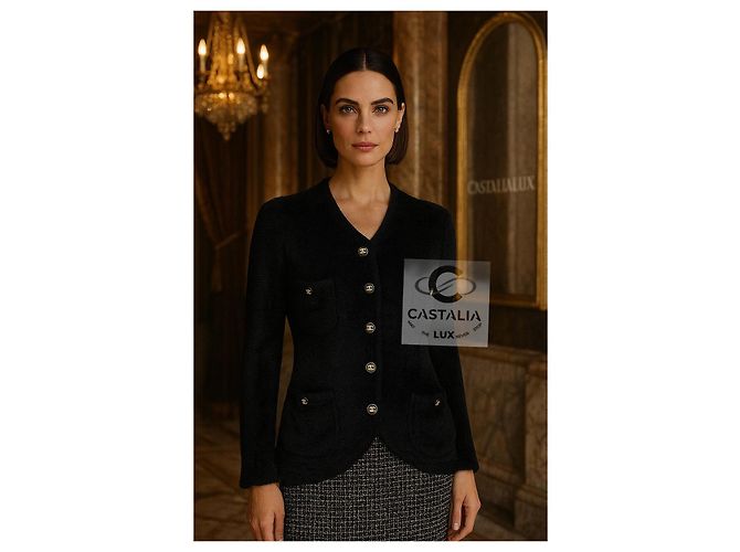 Chanel Giacca Fluffy Relitto Connoisseurs 40 Nero - vista 3