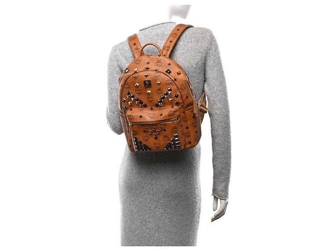MCM Visetos Studded Small Stark M Rucksack Cognac Braun - Ansicht 3